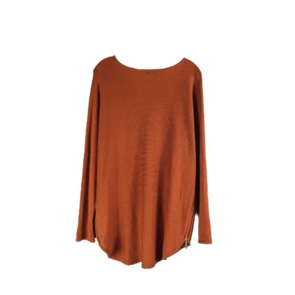 Michael Kors Tunic Brown Sweater with Zip Details Size L Cotton Blend NWT! - Picture 2 of 11